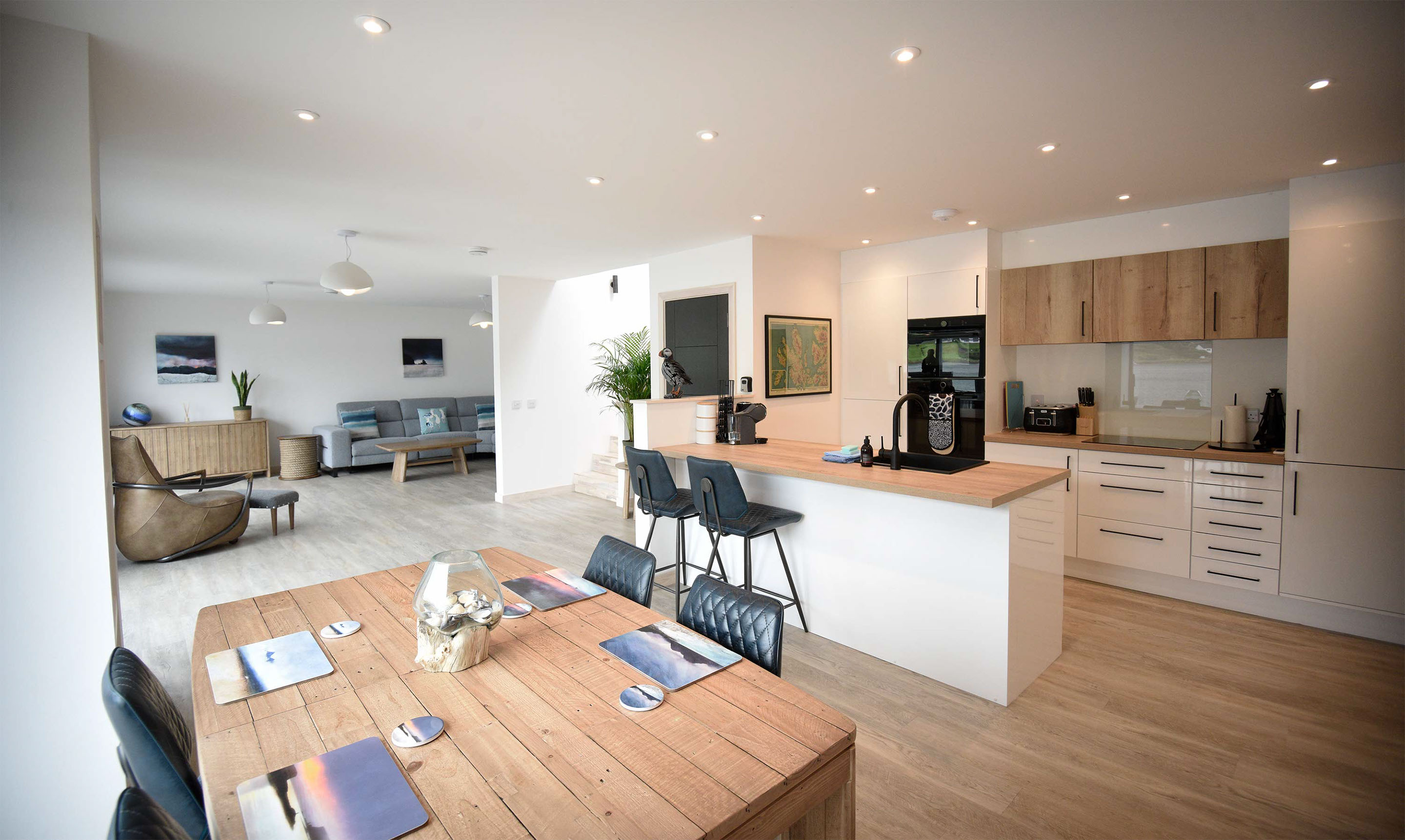 Fisherman's Cottage luxury self catering accommodation open plan kitchen living sea views in Portree