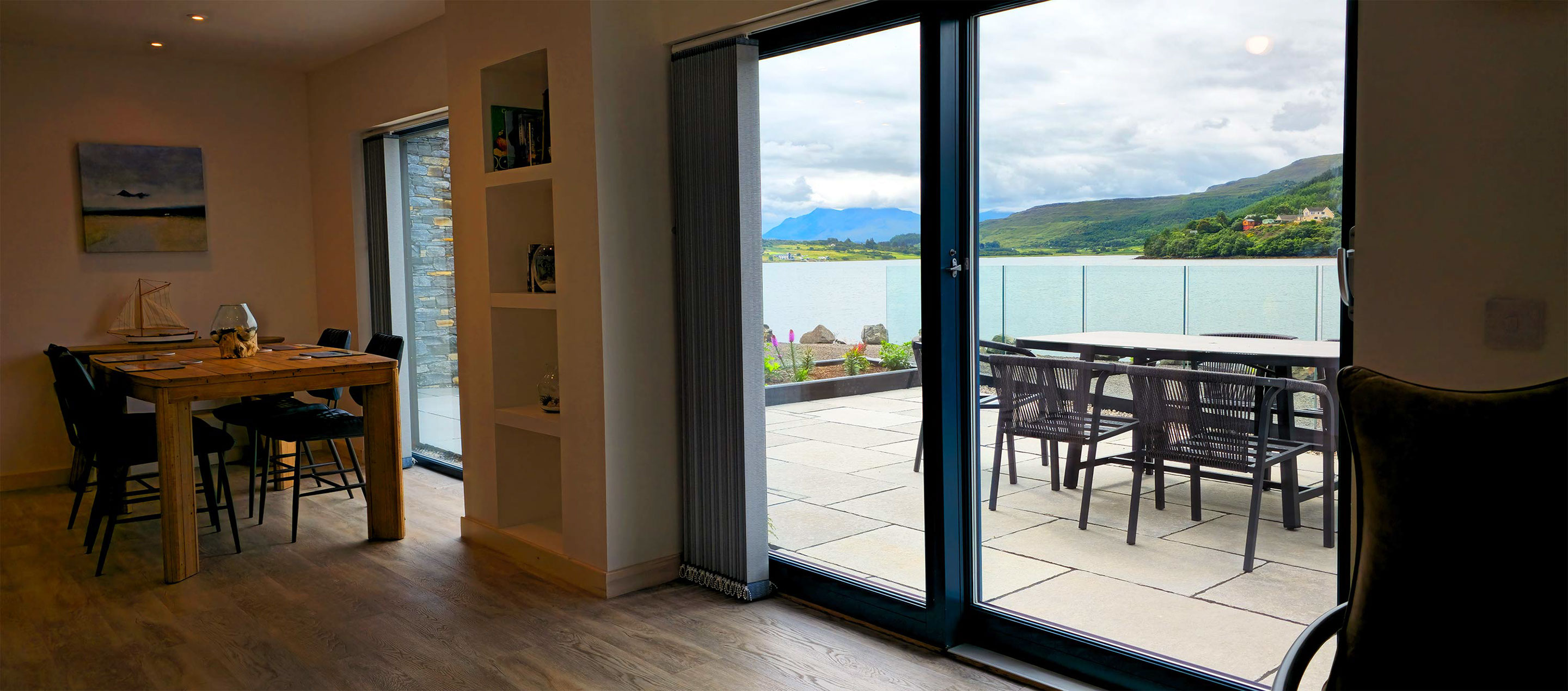 Fisherman's Cottage looks on to amazing sea views of Loch Portree and the Cuillin Mountains luxury self catering